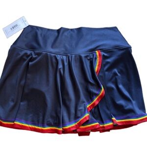 Navy Workout tennis skirt with Rainbow Trim